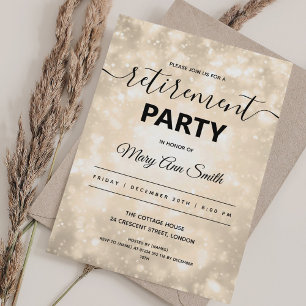 Elegant Retirement Party Gold Champagne Sparkles Invitation