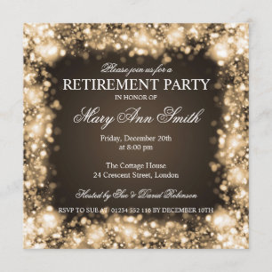 Elegant Retirement Party Gold Sparkling Lights Invitation