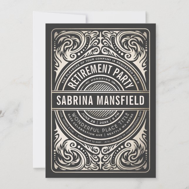 Elegant Retirement Party Invitations BBQ (Front)