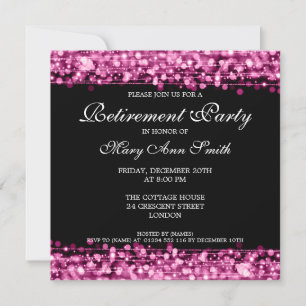 Elegant Retirement Party Pink Sparkles Invitation