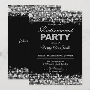 Elegant Retirement Party Silver Glitter Invitation