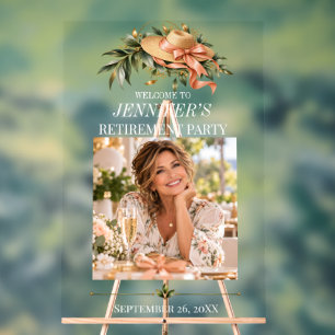 Elegant  Retirement Photo Welcome Celebration Sign