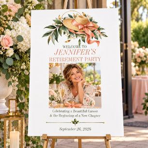 Elegant Retirement Photo Welcome Celebration Sign