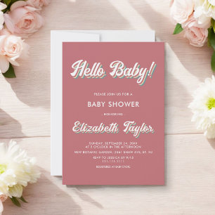 Elegant Retro 70s Groovy Modern Baby Shower Invitation