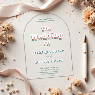 Elegant Retro 70s Groovy Stylish Modern Wedding Acrylic Invitations