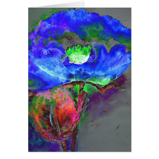 Elegant retro abstract watercolor blue floral  (Front)