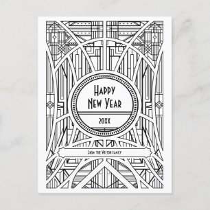 Elegant retro art deco Happy New Year Postcard
