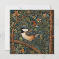 Elegant Retro Art Nouveau woodland bird