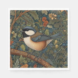 Elegant Retro Art Nouveau woodland bird Napkin