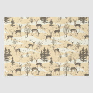 Elegant Retro Beige Cream Woodland Deer Tissue Paper