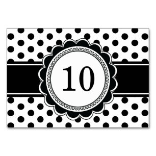 Elegant Retro Black White Polka Dot Table Numbers