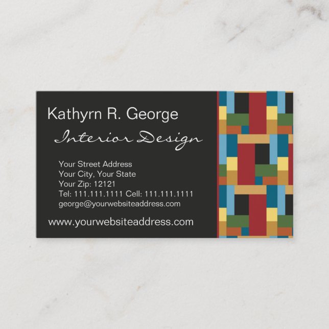 Elegant Retro Blocks Modernist Chic Business Card (Front)