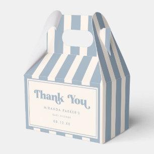 Elegant Retro Blue Stripes Baby Shower Thanks Favor Box