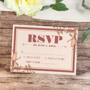 Elegant Retro Blush Floral Wedding RSVP Card