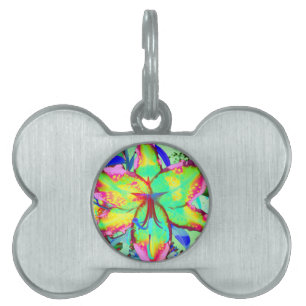 Elegant retro boho abstract green pink floral pet name tag