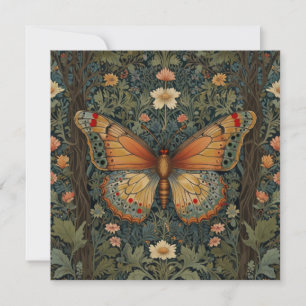 Elegant retro boho butterfly botanical greenery invitation