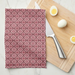 Elegant Retro Boho Floral Pattern Kitchen Towel
