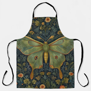 Elegant retro boho Luna moth botanical  Apron