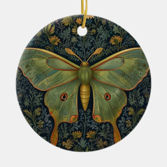 Elegant retro boho Luna moth botanical  Ceramic Ornament (Front)