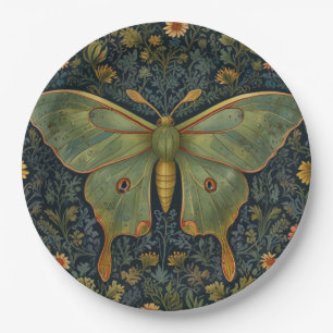 Elegant retro boho Luna moth botanical Paper Plate