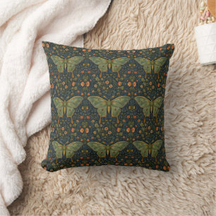 Elegant retro boho Luna moth botanical  Throw Pillow