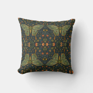 Elegant retro boho Luna moth botanical Throw Pillow