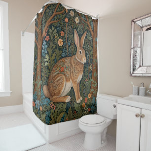 Elegant retro boho rabbit woodland floral