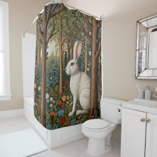Elegant retro boho white rabbit woodland floral