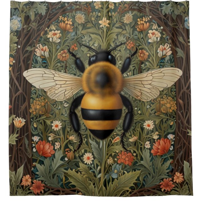 Elegant retro bumblebee boho botanical floral art (Front)