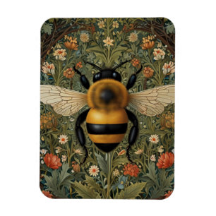 Elegant retro bumblebee boho botanical floral art magnet