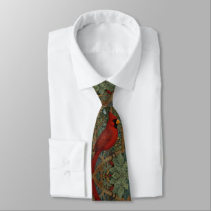 Elegant Retro Cardinal Art Nouveau red bird  Tie