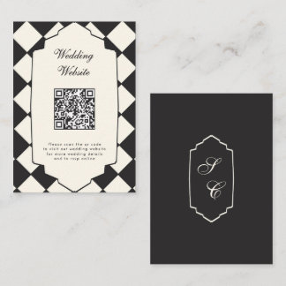 Elegant Retro Chequered Black And Cream Wedding Enclosure Card