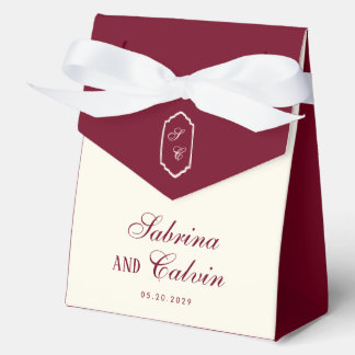 Elegant Retro Chequered Burgundy Wedding Favor Box