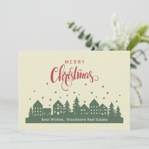 Elegant Retro Christmas Home   Realtor Customized Thank You Card