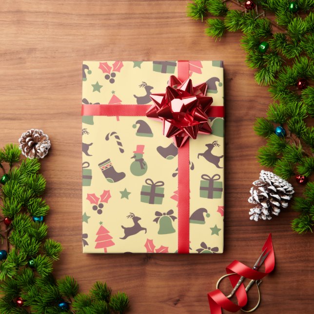 Elegant Retro Christmas wrapping paper (Holiday Gift)