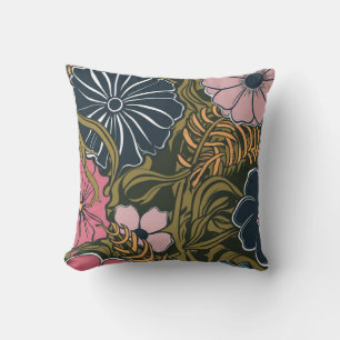Elegant retro colourful spring flowers #11 throw pillow