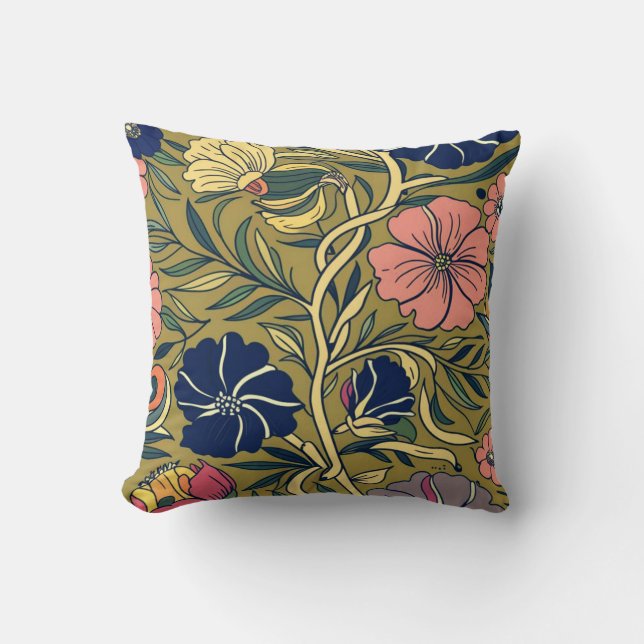 Elegant retro colourful spring flowers #4 throw pillow (Front)