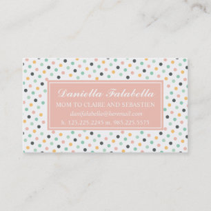 Elegant Retro Confetti Polka Dots Mom Calling Card