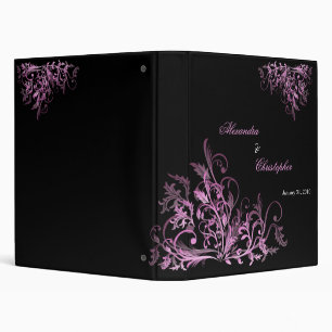 Elegant Retro Cyclam Hot Pink Flower Swirls Binder