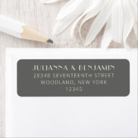 Elegant Retro Dark Grey Art Deco Return Address