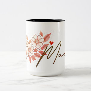 Elegant Retro Floral Mom Mug Gift