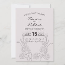 Elegant Retro Flower Save the Date Card