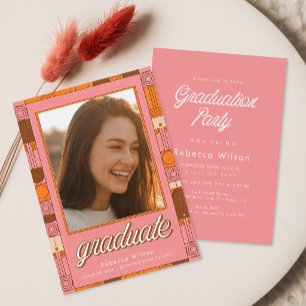 Elegant Retro Grad Graduate Photo Graduation Invitation