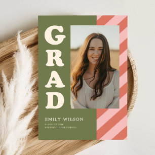 Elegant Retro Grad Photo Graduation Invitation Postcard