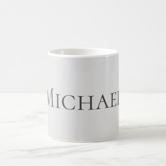 Elegant Retro Grey Your Name Replacement Coffee Mug (Center)
