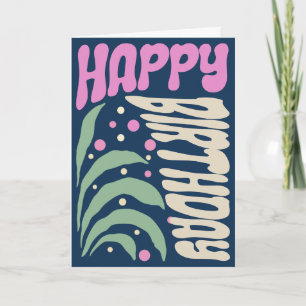 Elegant Retro Groovy 70s Hippie Flower Birthday Card