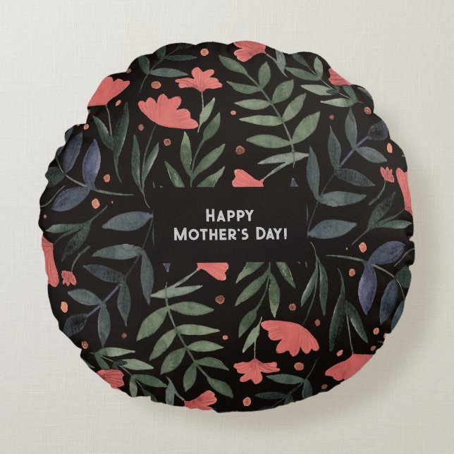 Elegant retro magical garden Mother's Day Round Pillow (Front)