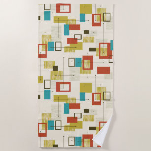 Elegant Retro Mid-Century retro geometric pattern Beach Towel