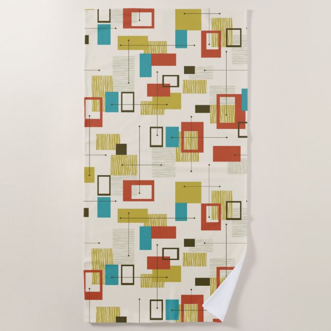 Elegant Retro Mid-Century retro geometric pattern Beach Towel (Front)
