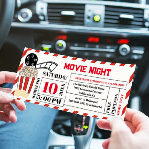 Elegant Retro Movie Night Birthday Party ticket  Invitation